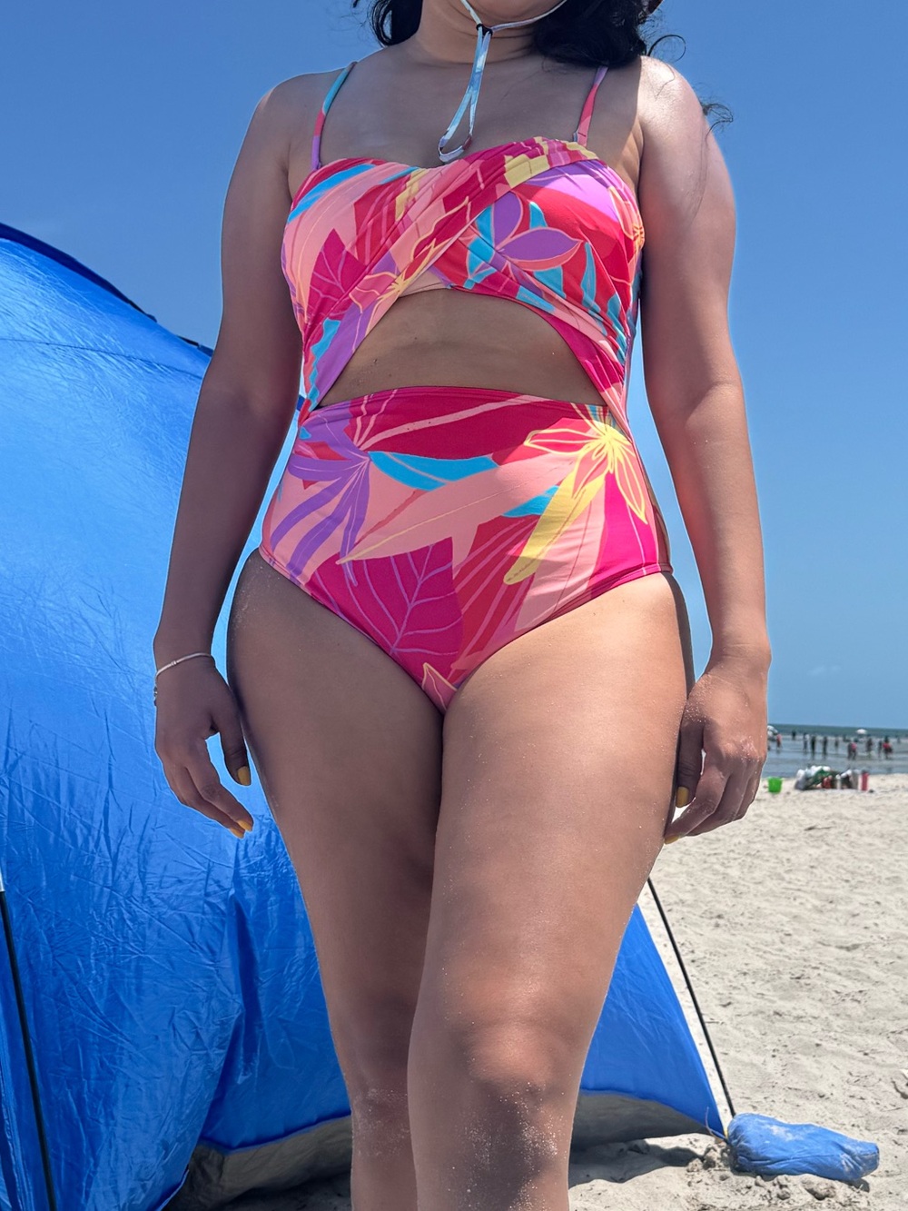 Women’s ' Pink Tropical One-Piece Swimsuit